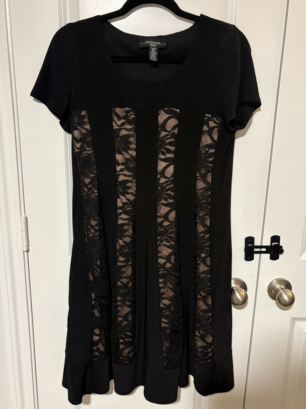 R&M Richards Petite Black Lace Panel Dress